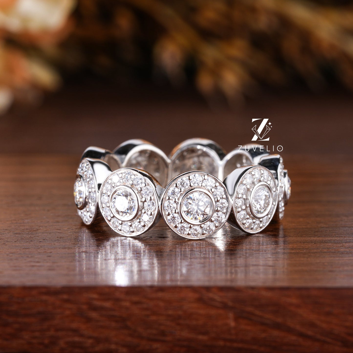 Bold Moissanite Wedding Band