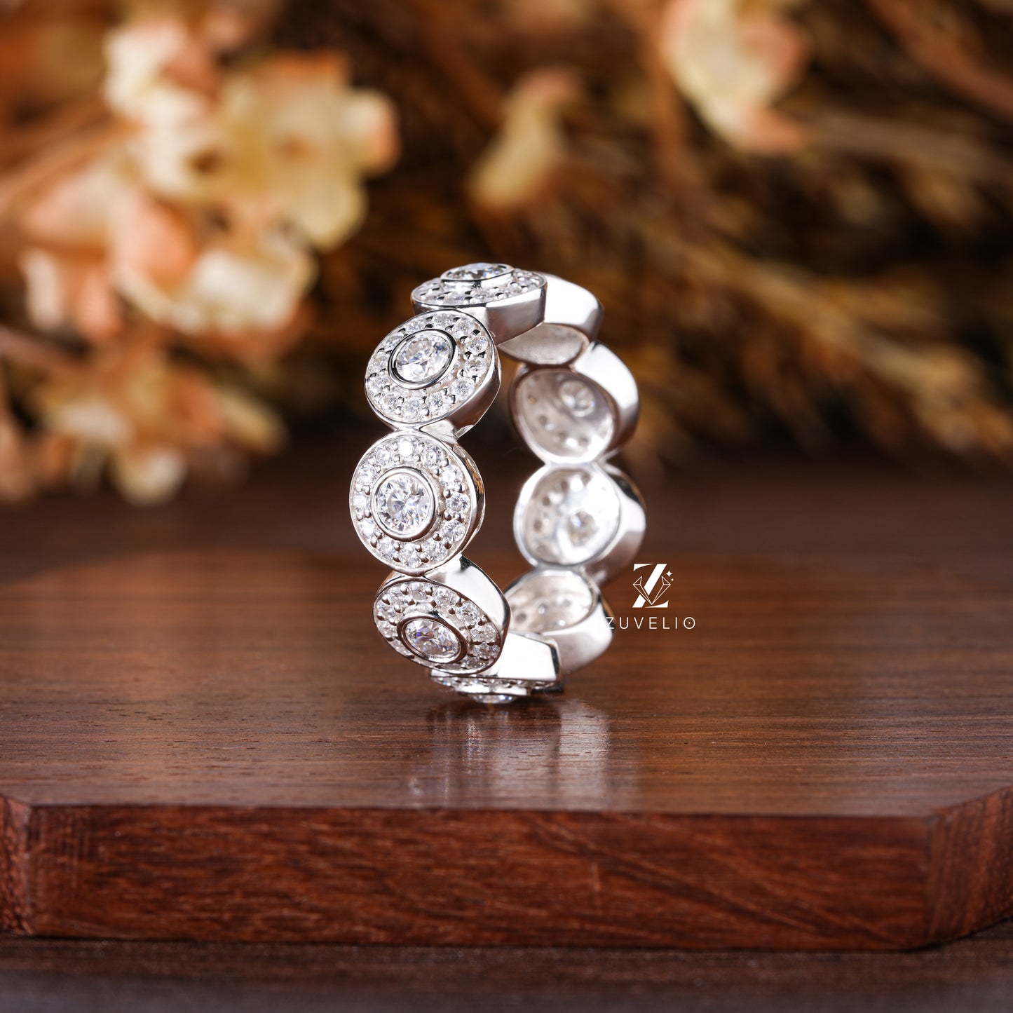 Bold Moissanite Wedding Band