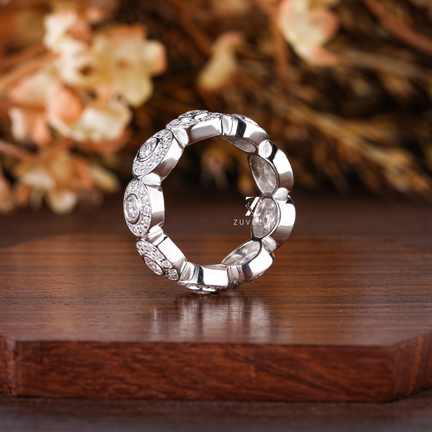 Bold Moissanite Wedding Band