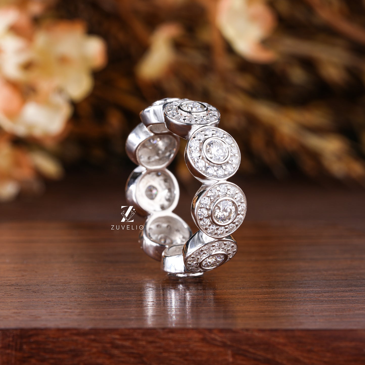 Bold Moissanite Wedding Band