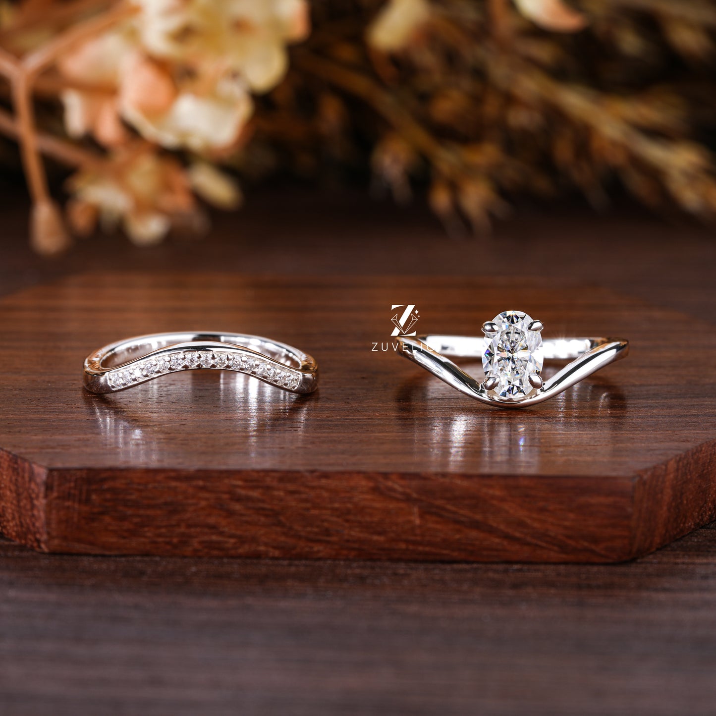 Oval Moissanite Ring Set