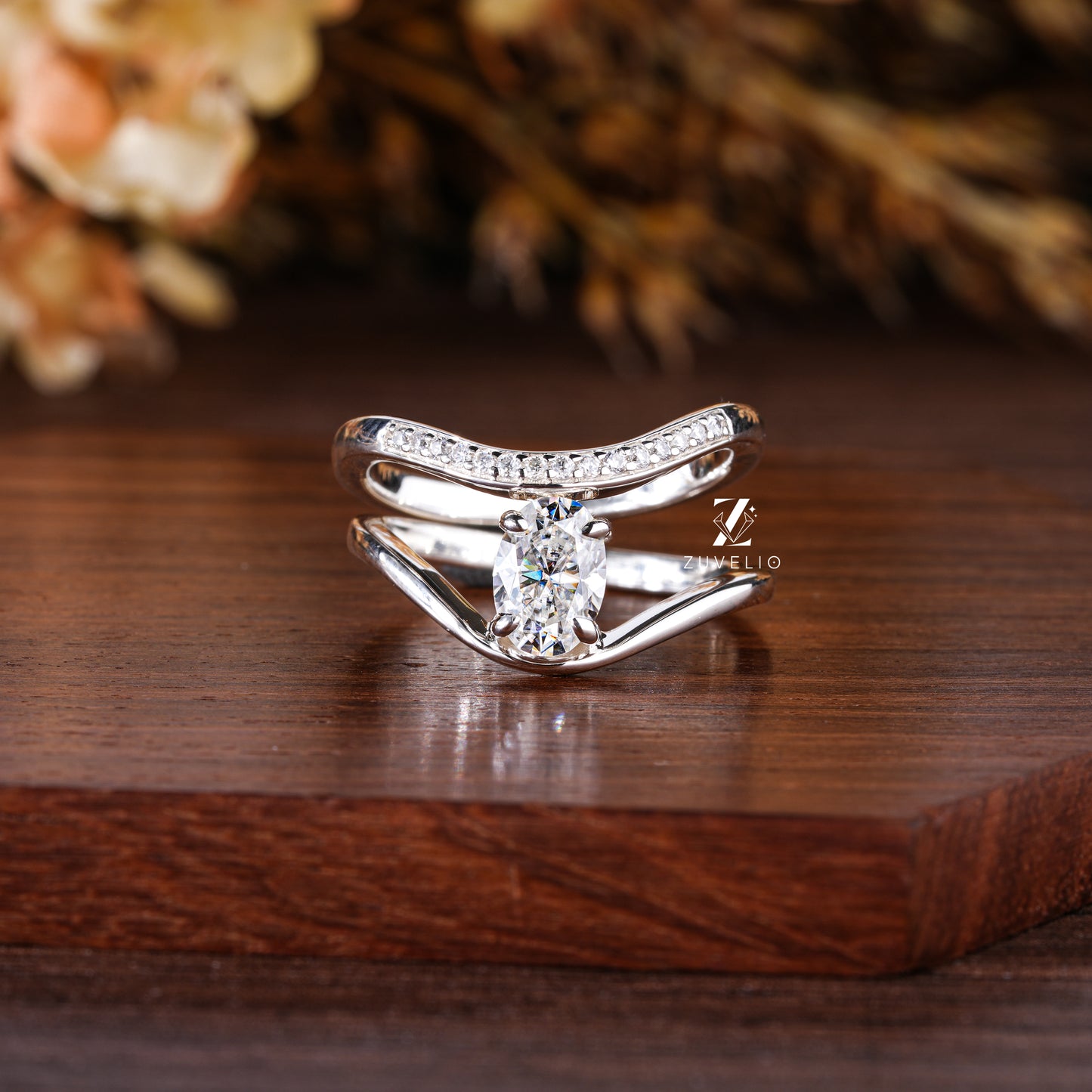 Oval Moissanite Ring Set