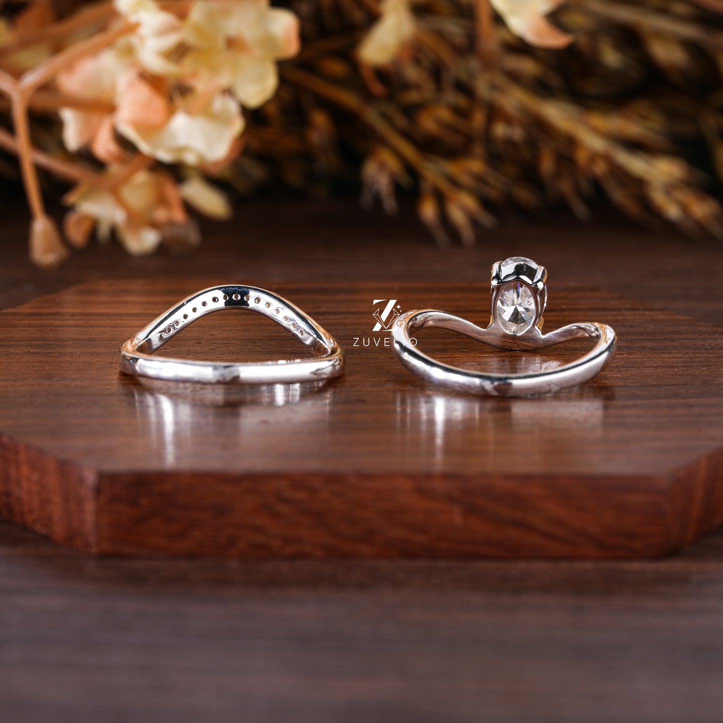 Oval Moissanite Ring Set