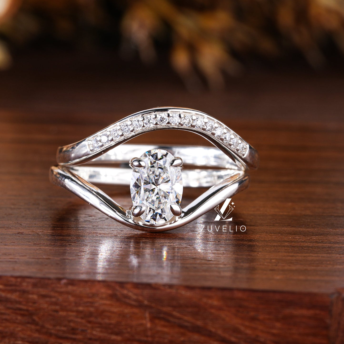 Oval Moissanite Ring Set