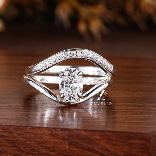 Oval Moissanite Ring Set