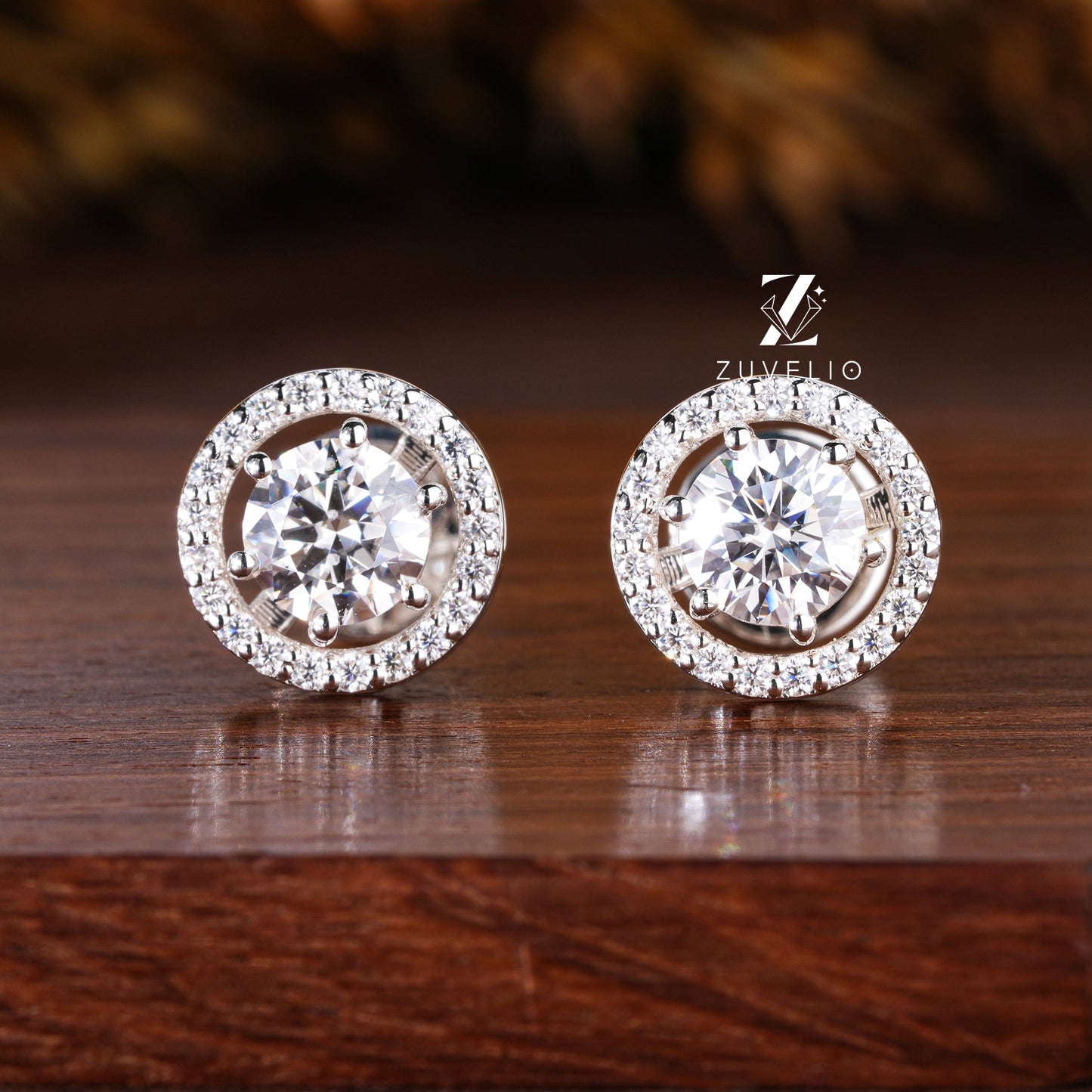 6mm Halo Stud Earrings