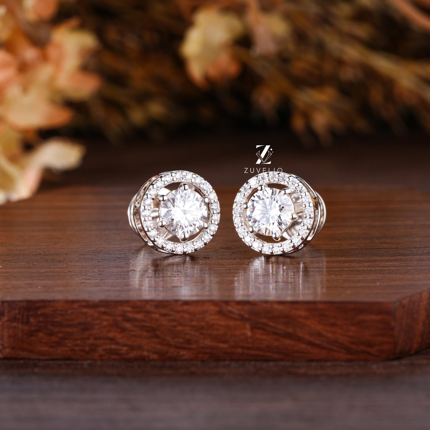 6mm Halo Stud Earrings