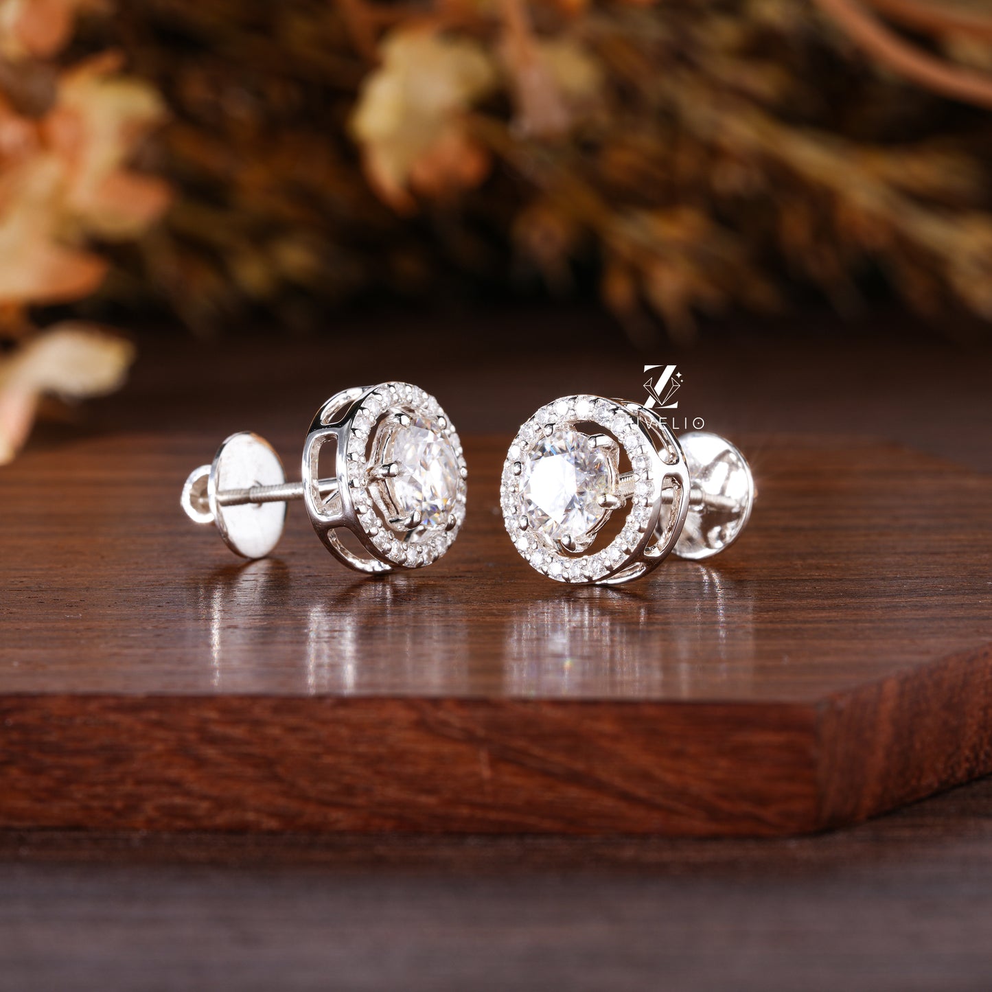 6mm Halo Stud Earrings