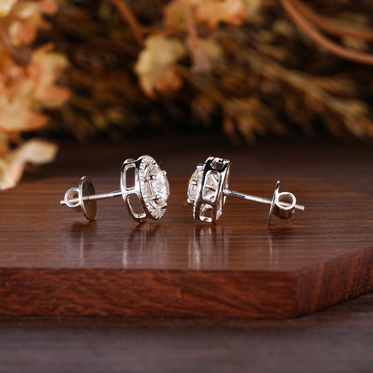 6mm Halo Stud Earrings