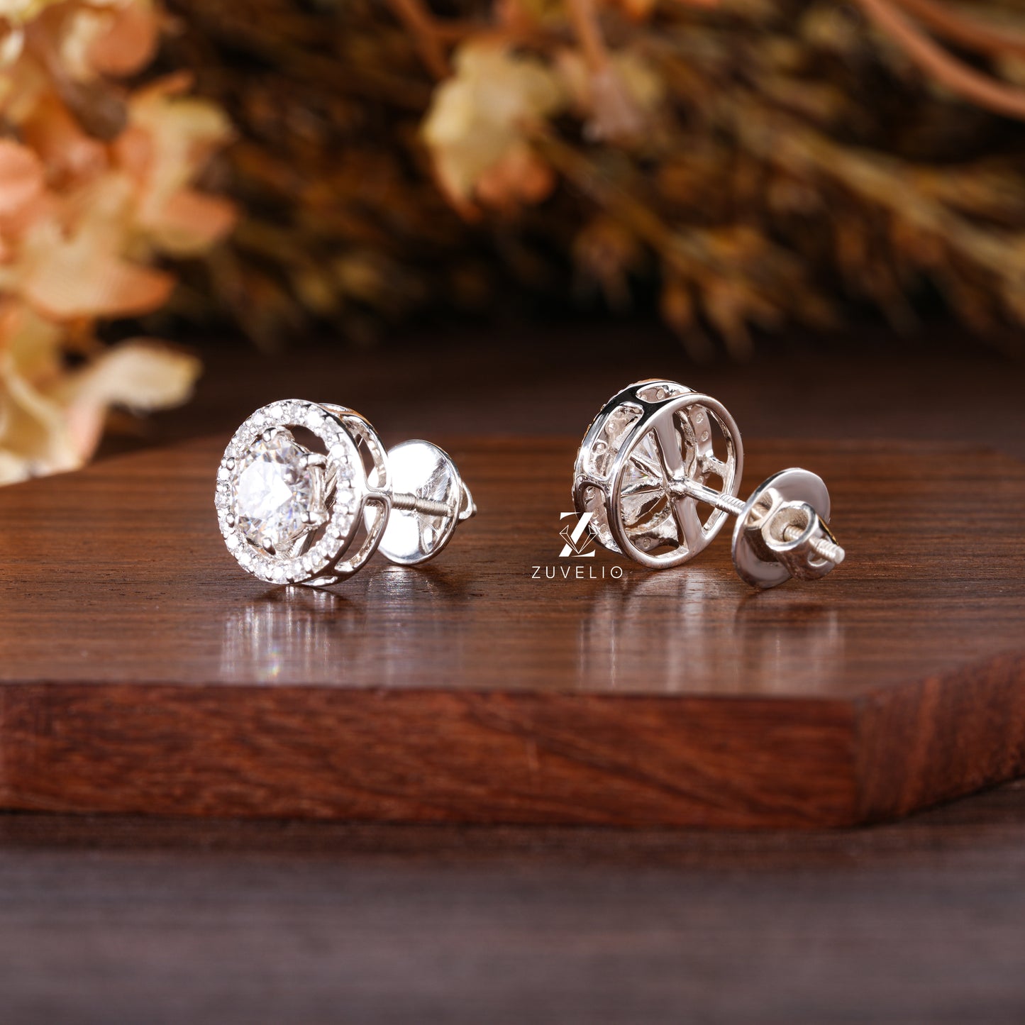 6mm Halo Stud Earrings