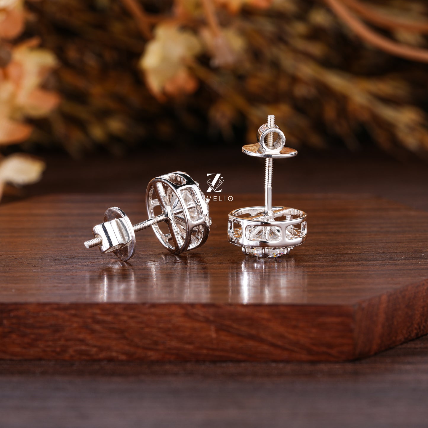 6mm Halo Stud Earrings