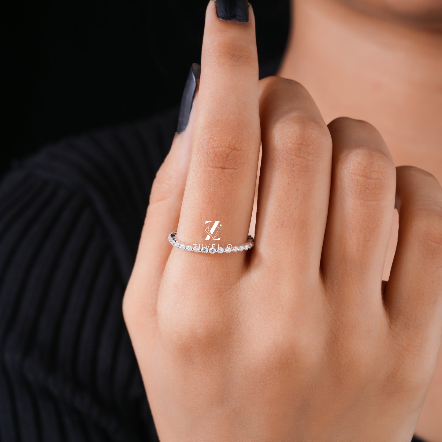 Dainty Moissanite Eternity Band