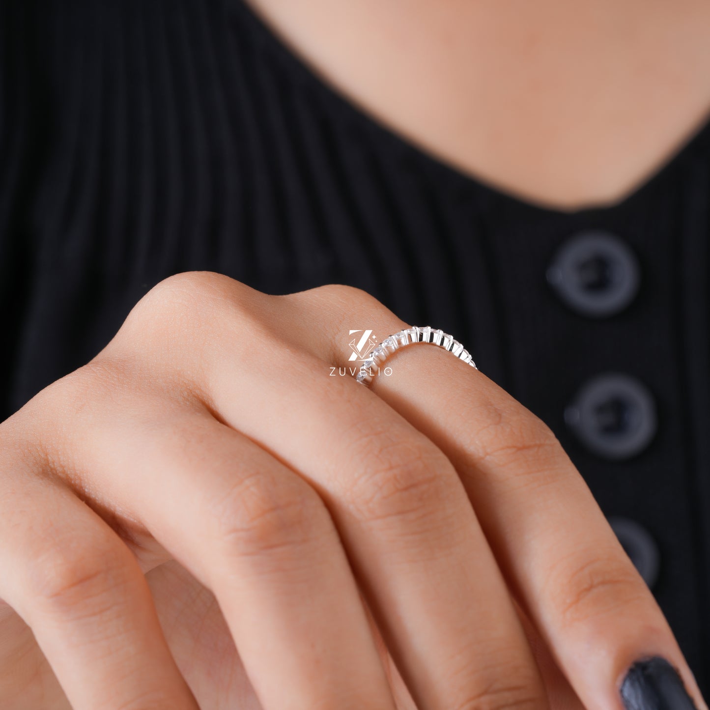 Dainty Moissanite Eternity Band