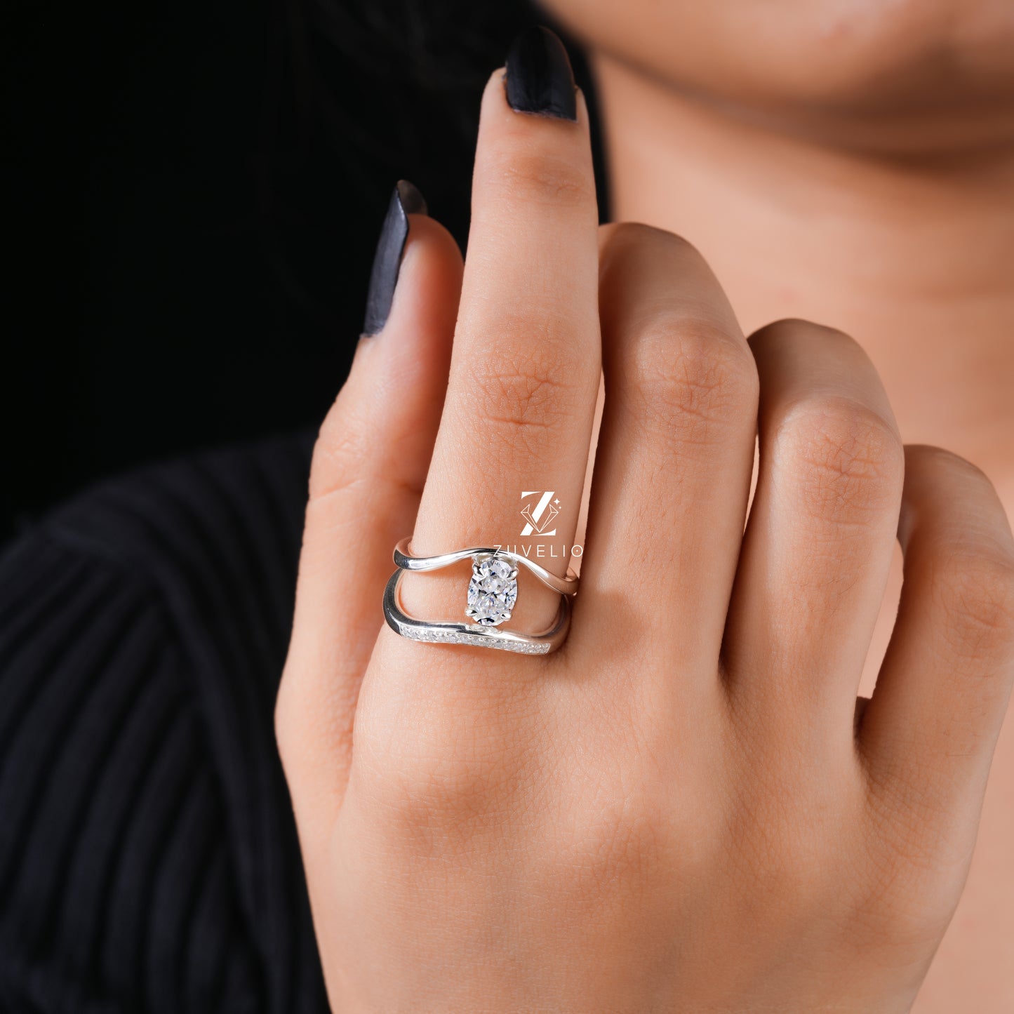 Oval Moissanite Ring Set