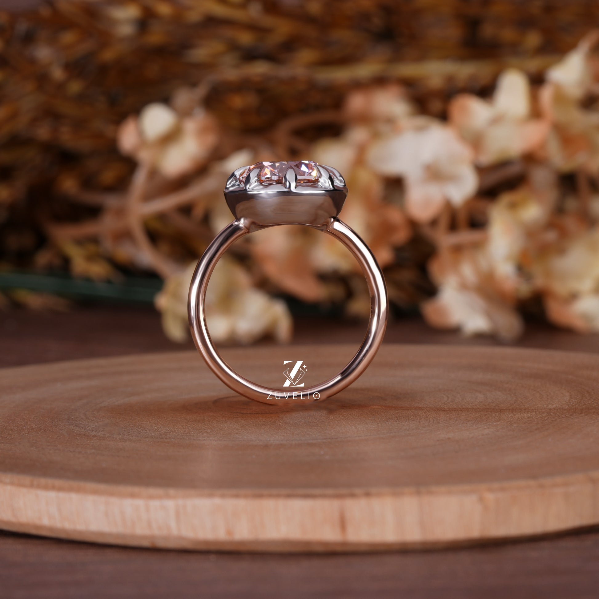 Round Cut Vivid Pink Diamond Ring