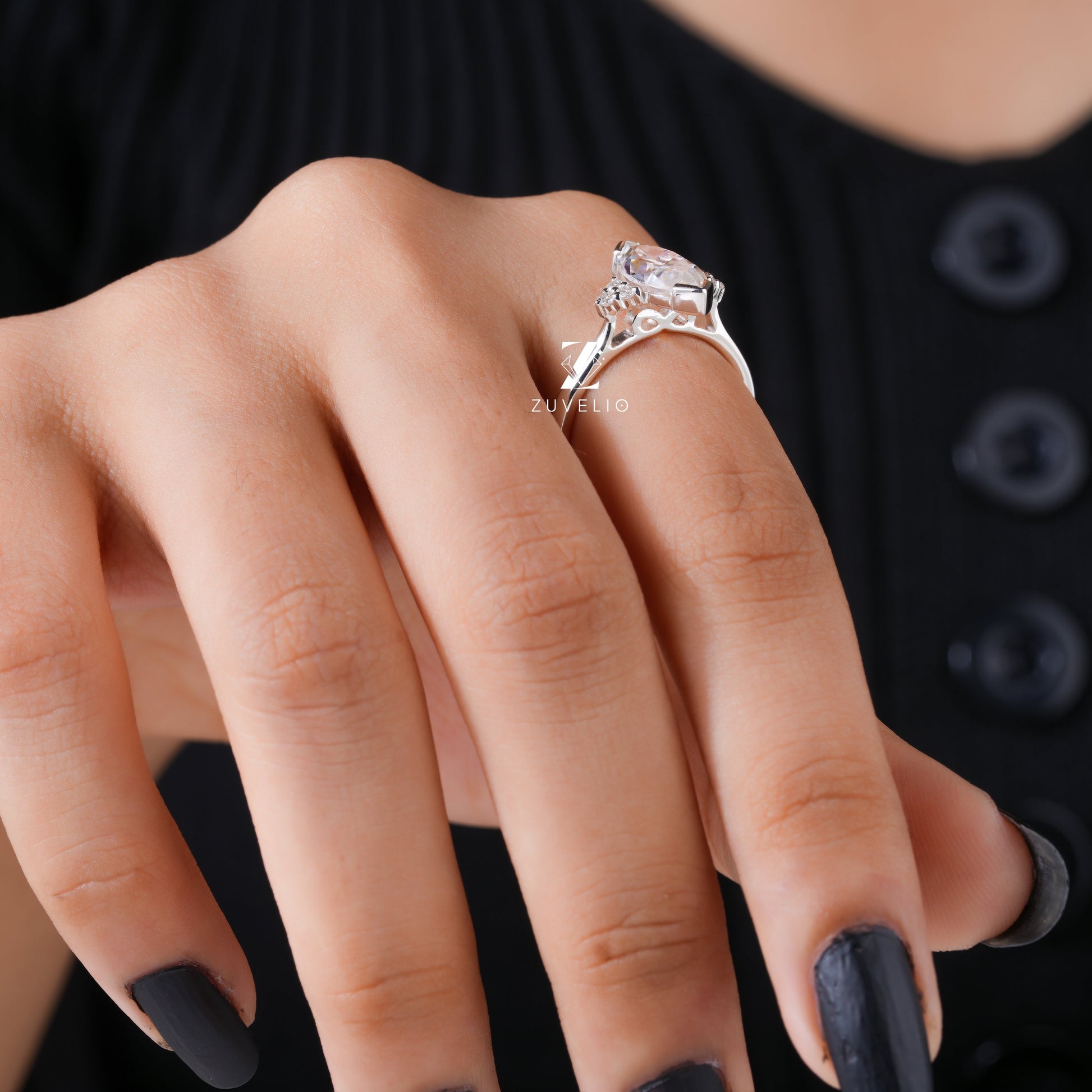 Marquise Half Bezel Ring - Zuvelio.com