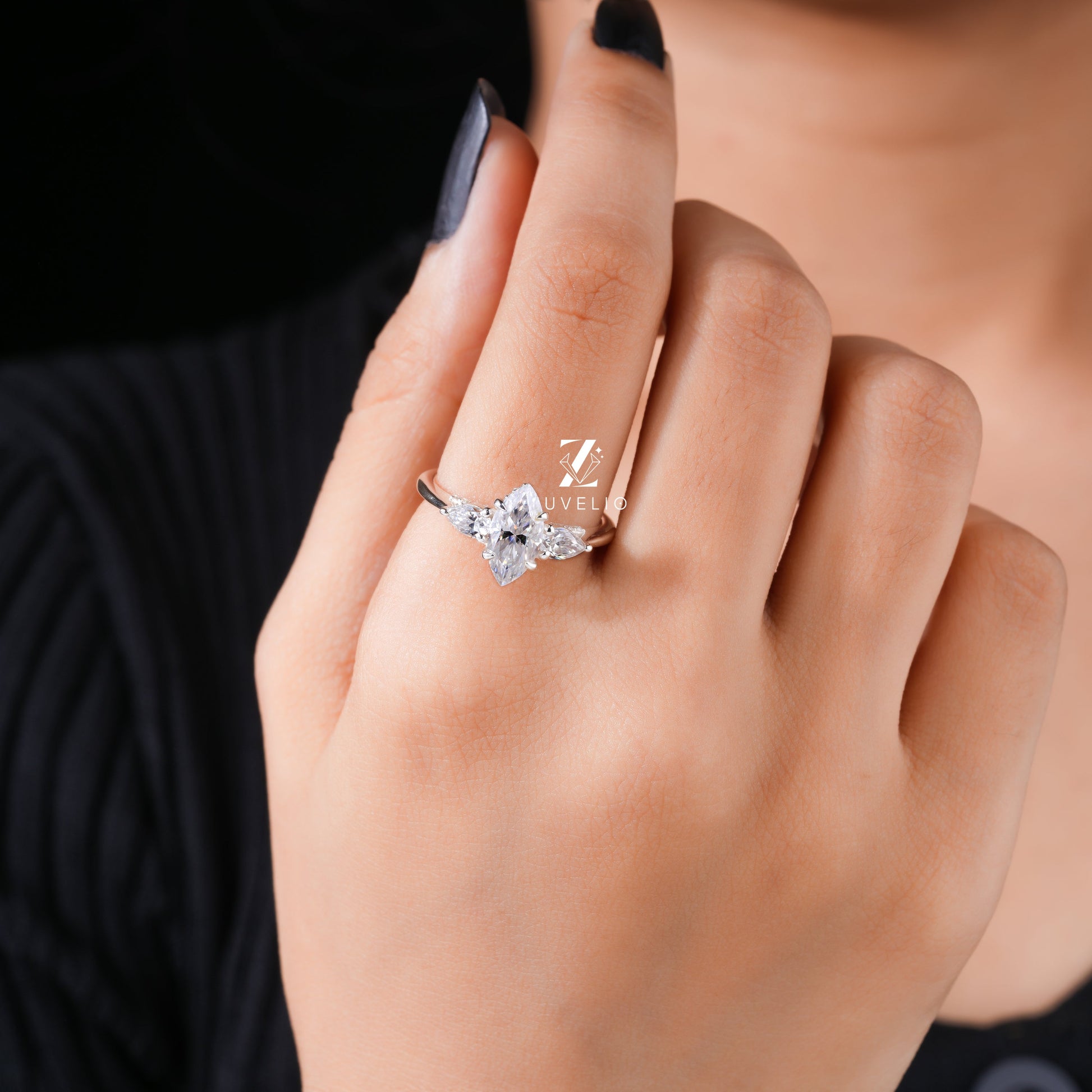 Marquise Cut Moissanite Ring - Zuvelio.com