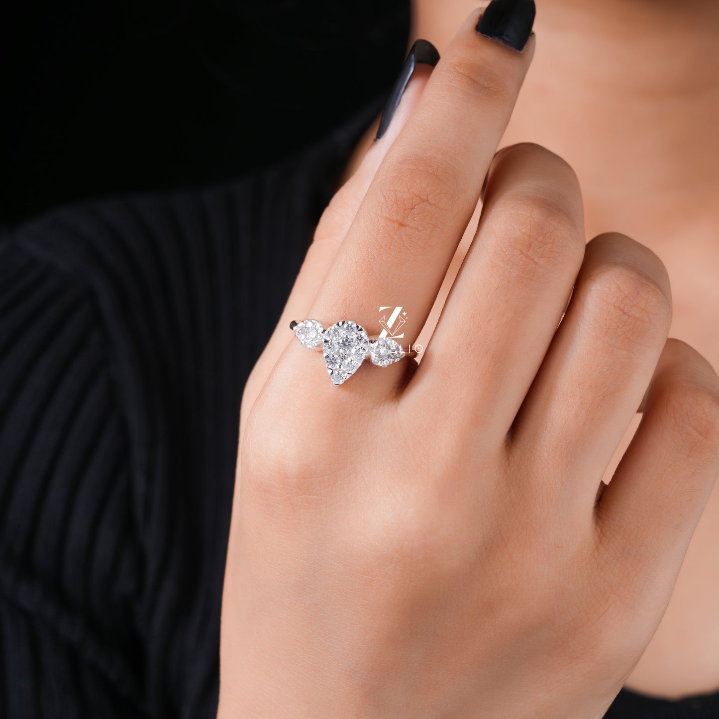 Round Pear Moissanite Ring - Zuvelio.com