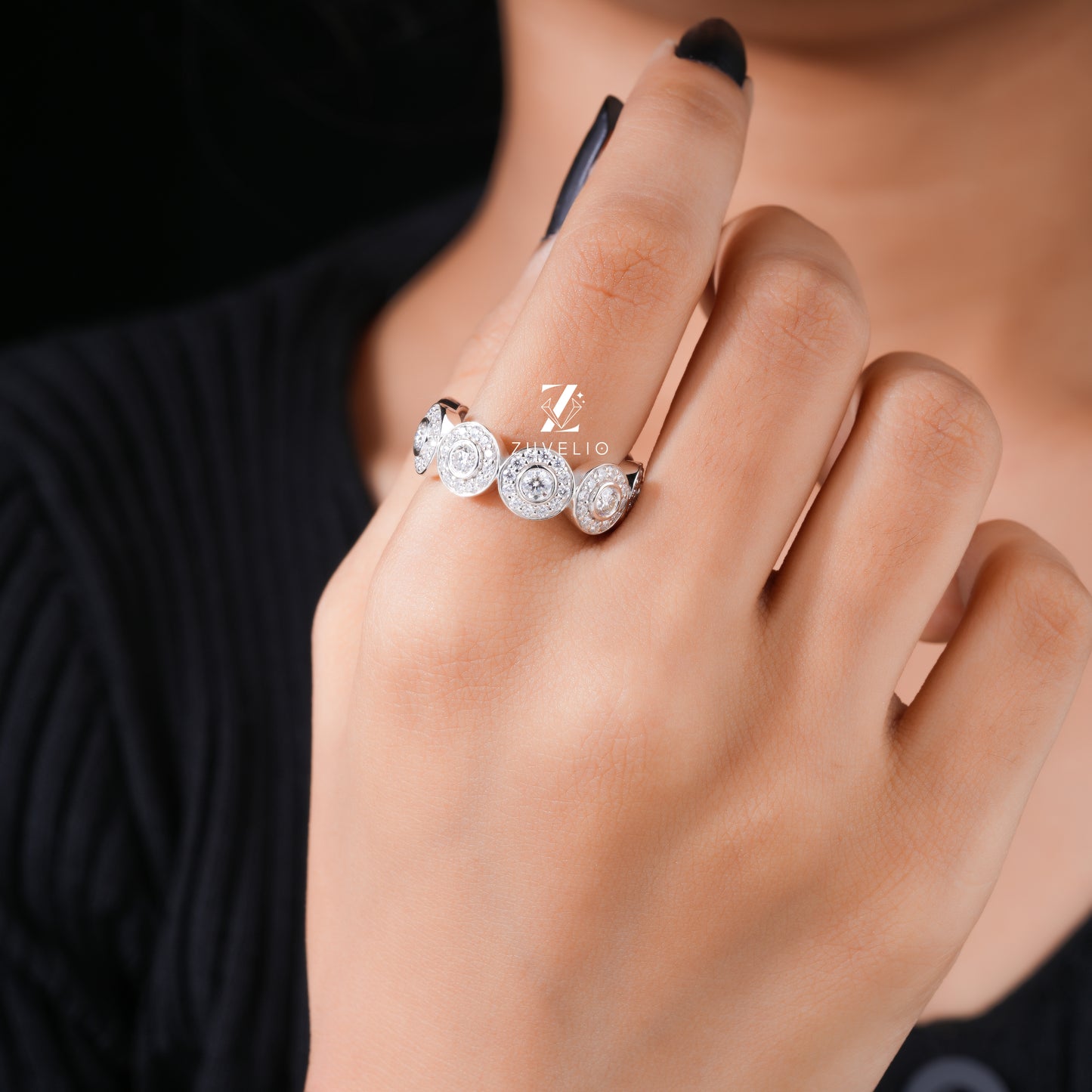 Bold Moissanite Wedding Band