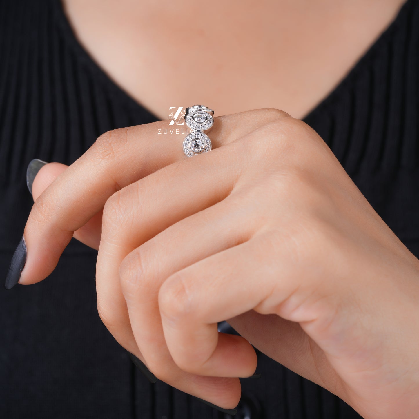 Bold Moissanite Wedding Band
