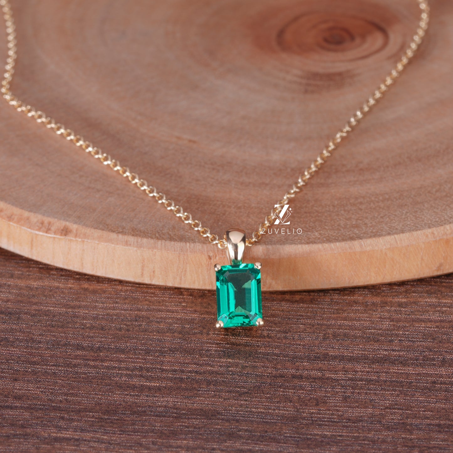 Emerald Cut Lab Pendant