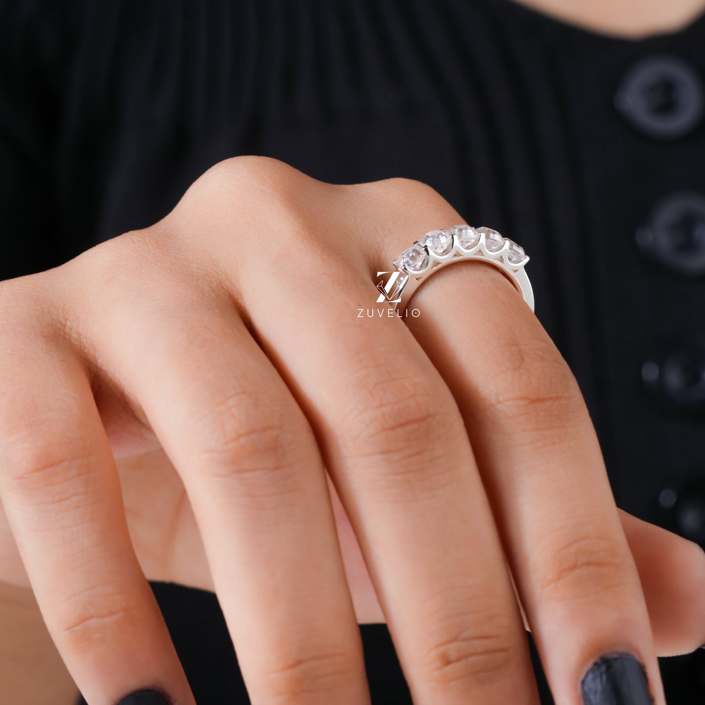 3.50 MM Asscher Moissanite Band - Zuvelio.com