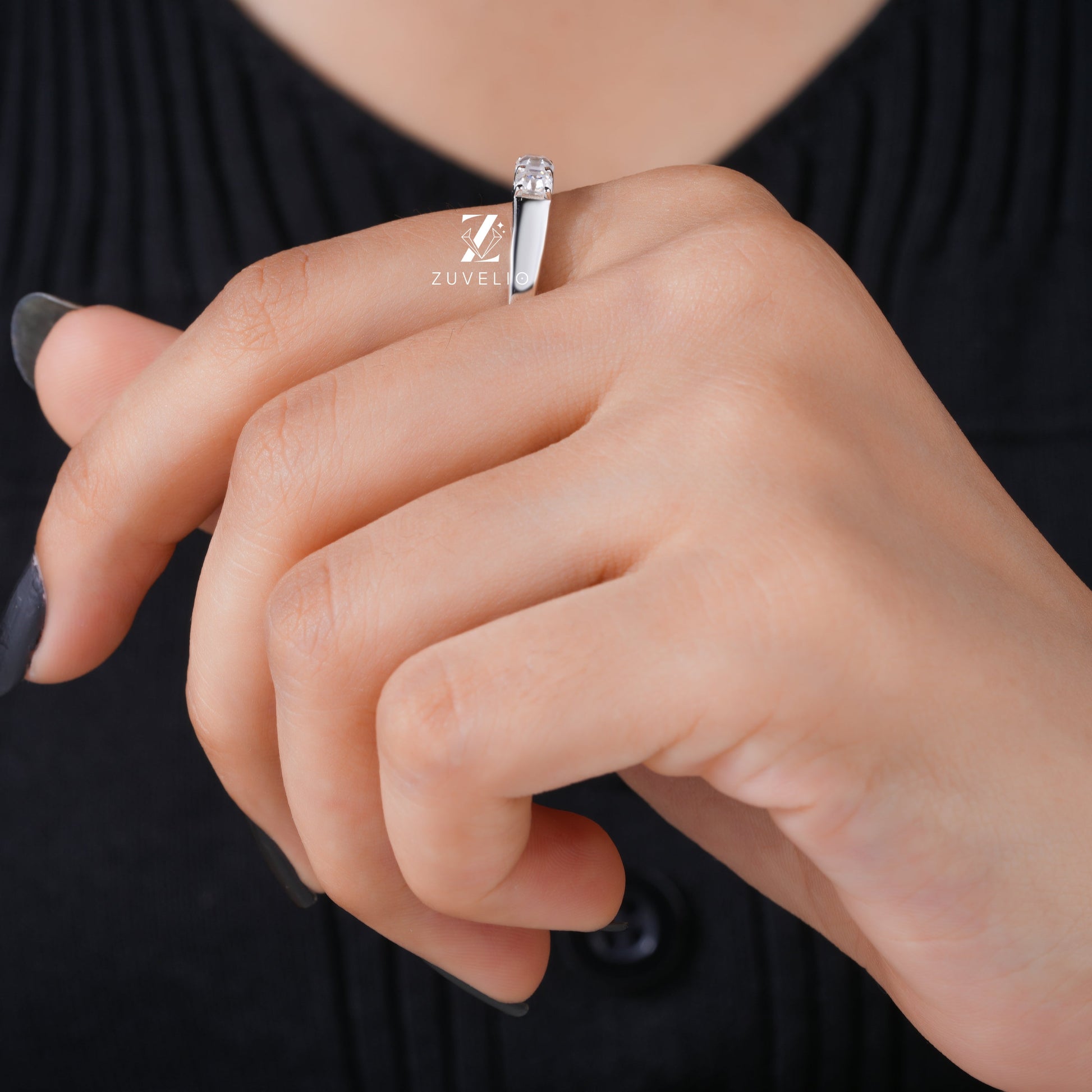 3.50 MM Asscher Moissanite Band - Zuvelio.com