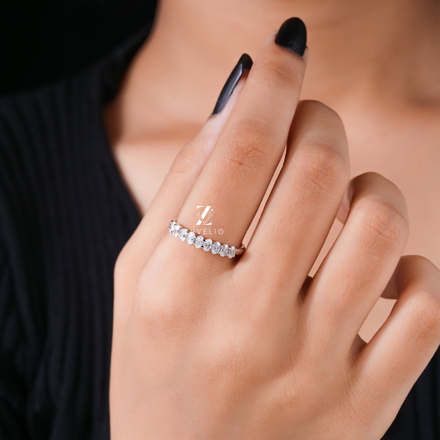 3x2 Oval Diamond Band | Elegant Luxury Wedding Rings | Zuvelio - Zuvelio.com