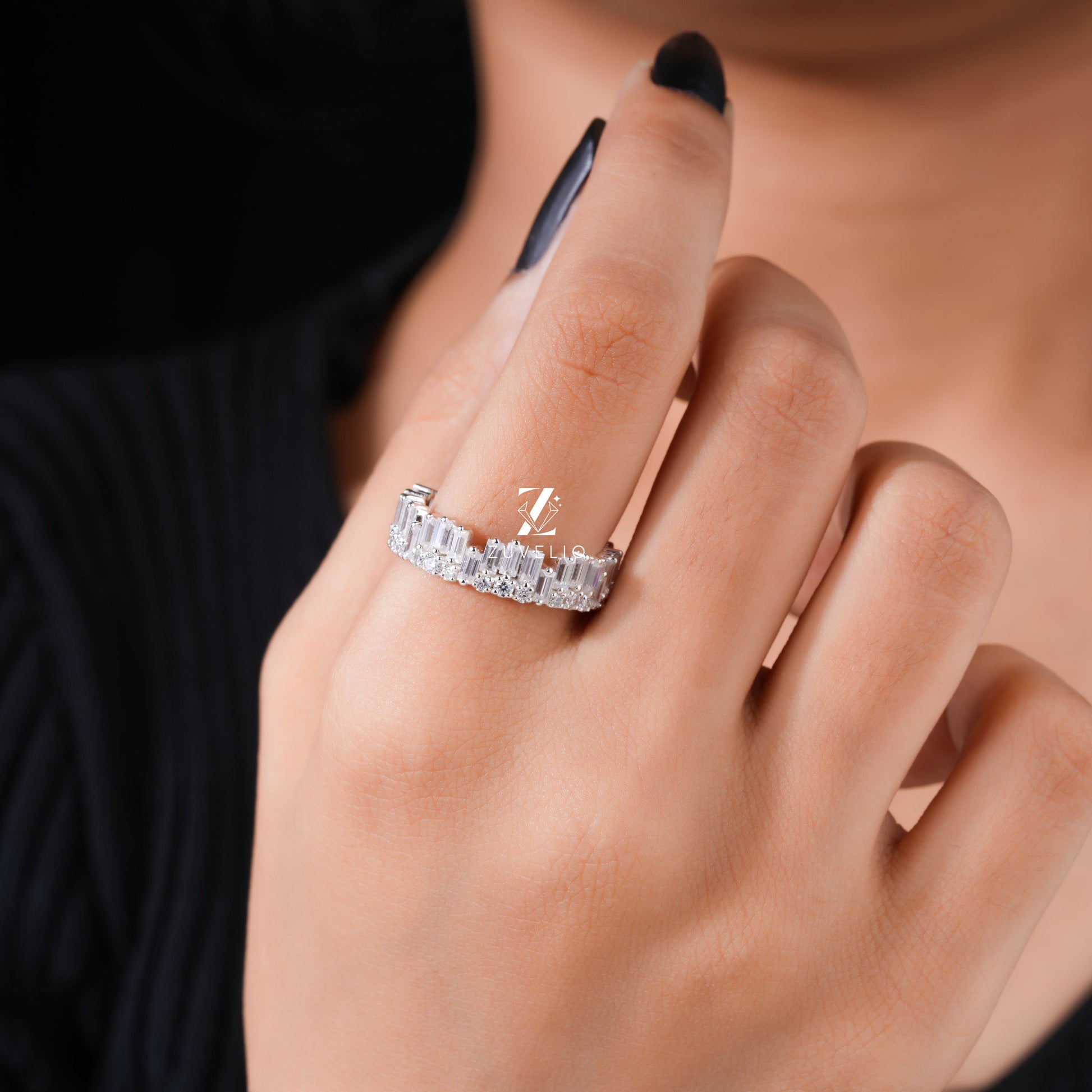 Baguette Cut Moissanite Band - Zuvelio.com