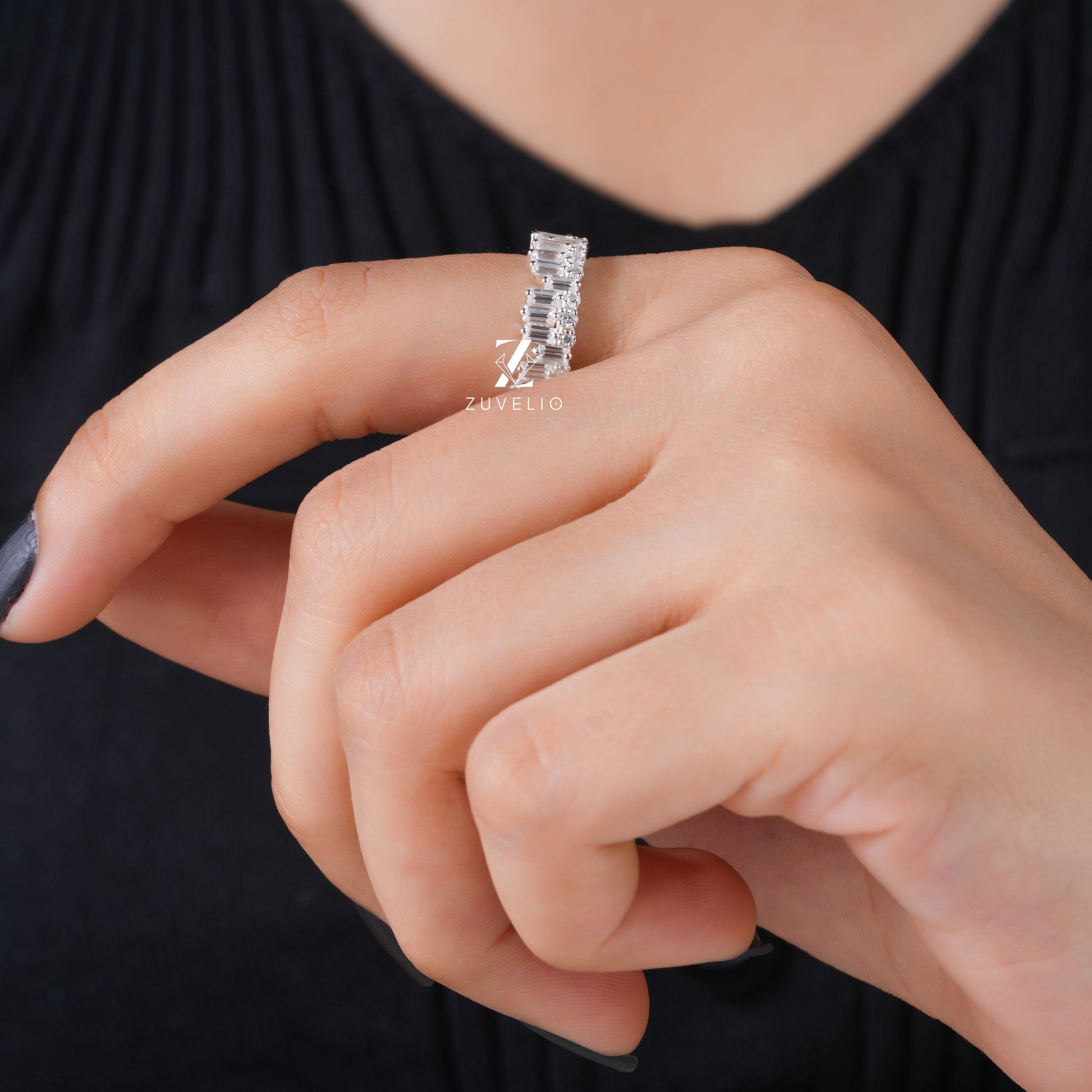 Baguette Cut Moissanite Band - Zuvelio.com