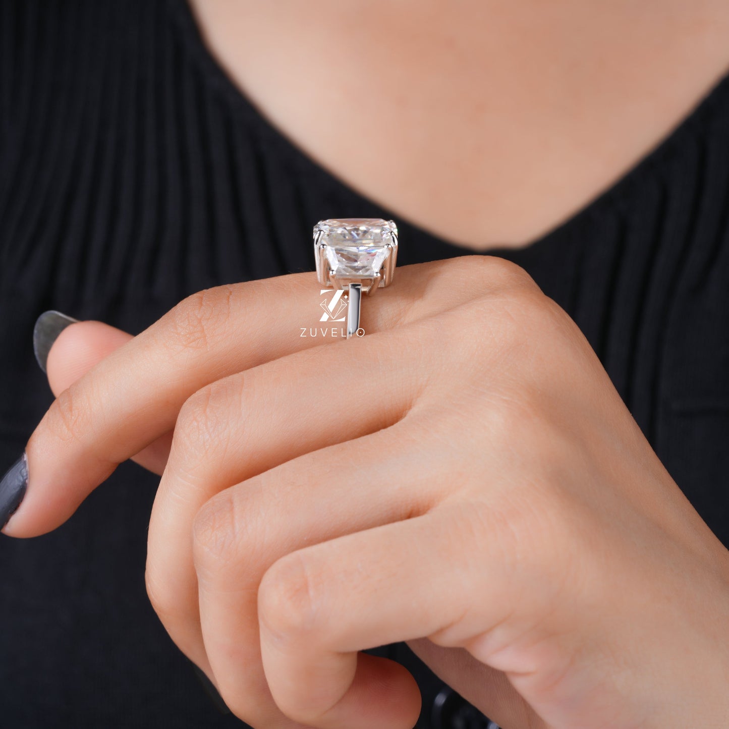 Radiant Three Stone Ring - Zuvelio.com