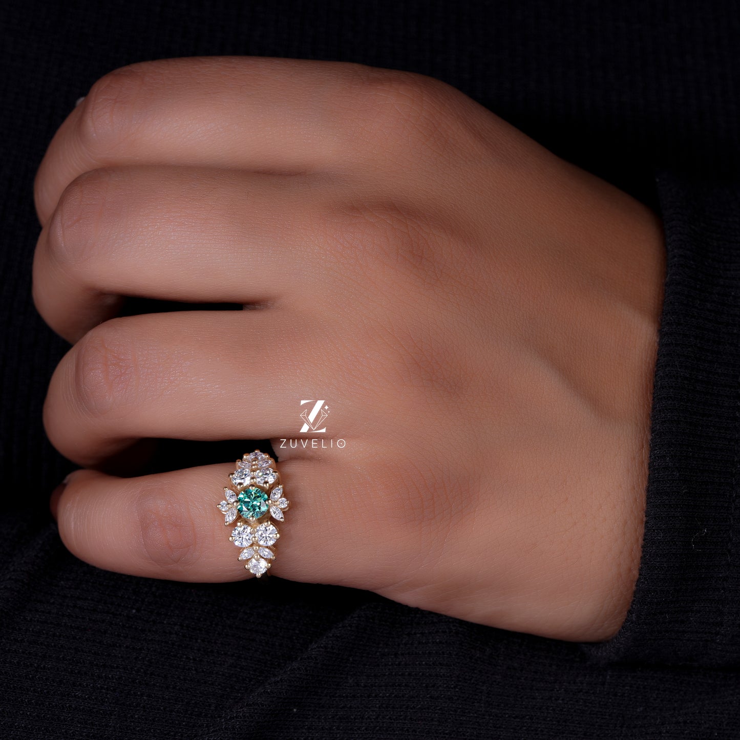 Round Moissanite Cluster Ring