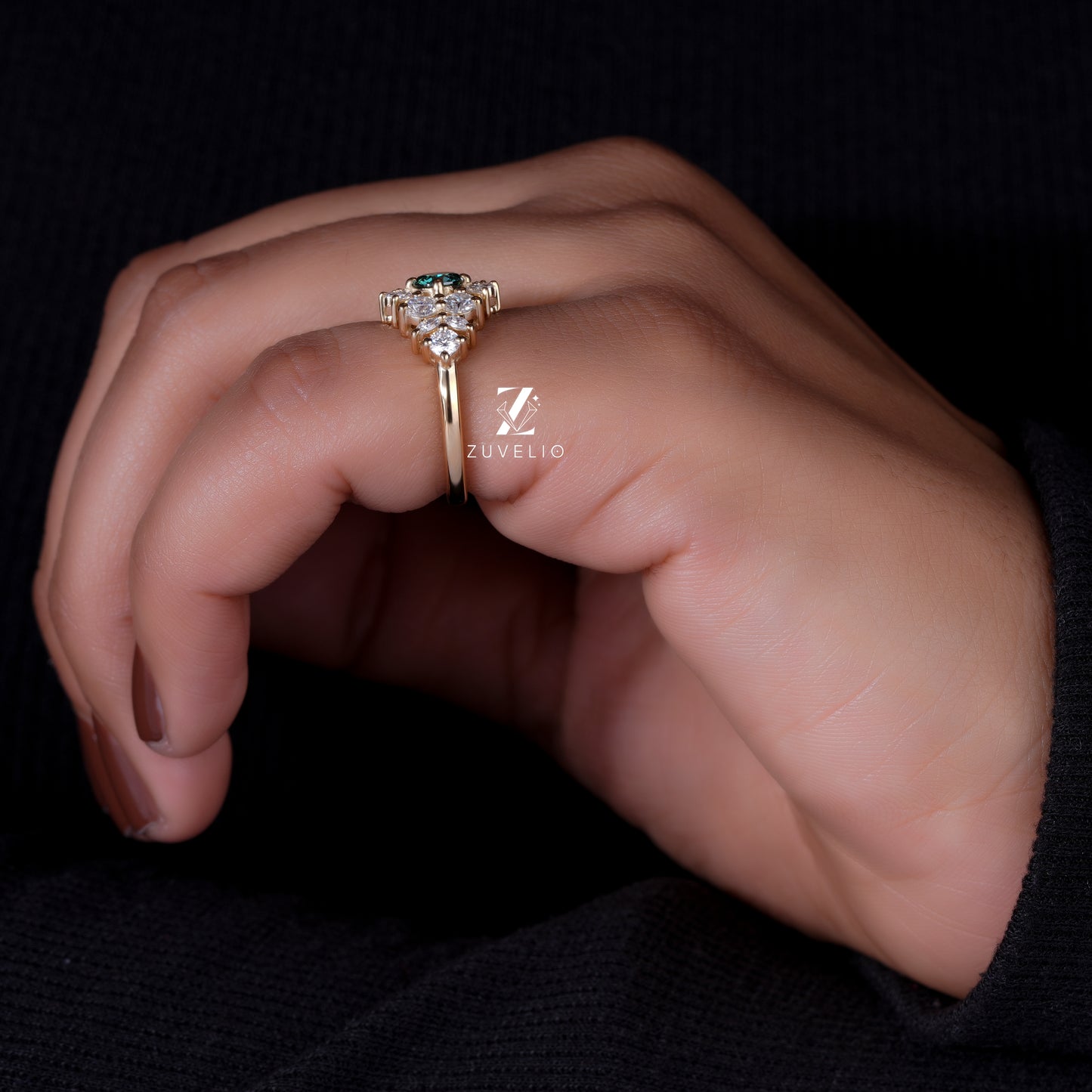 Round Moissanite Cluster Ring