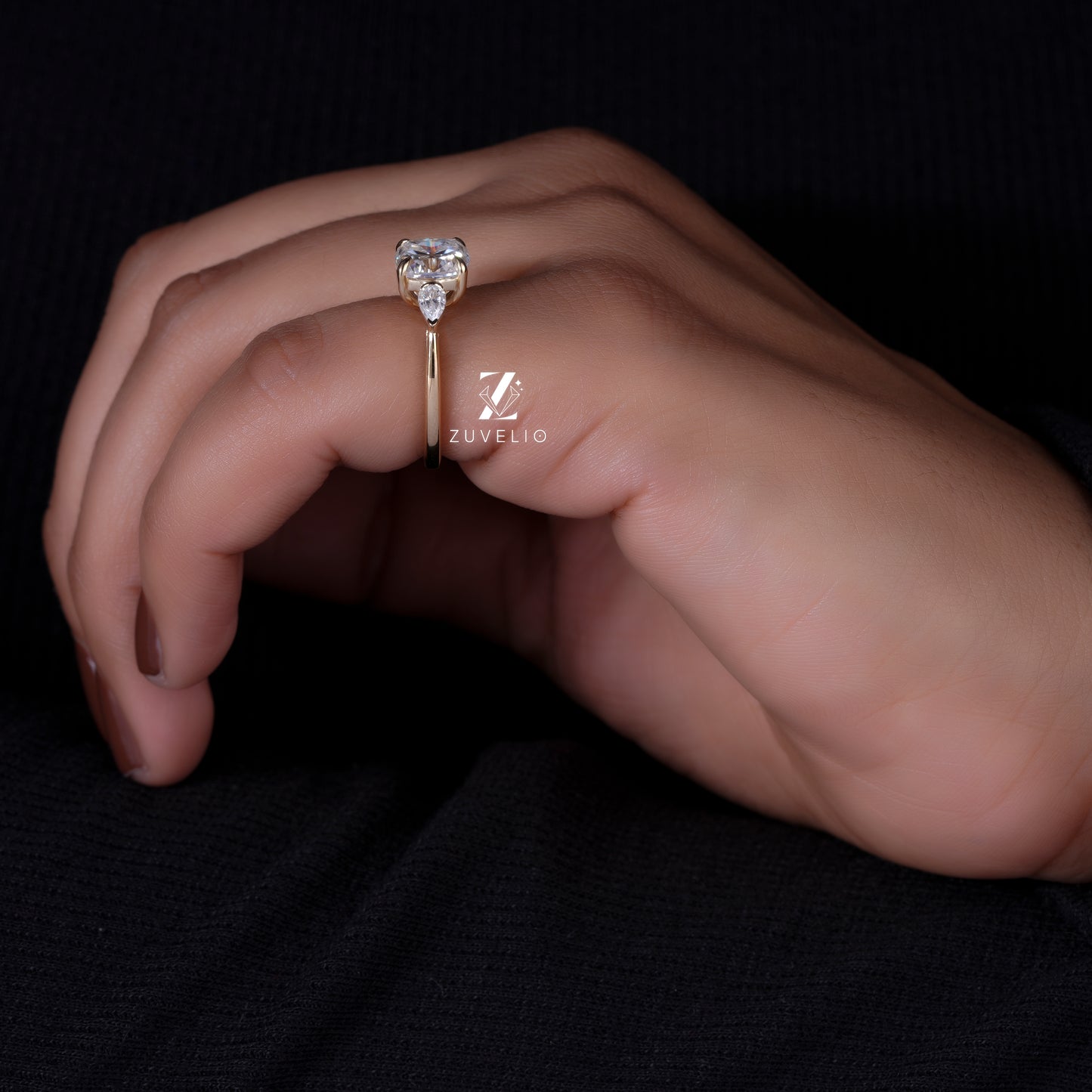 Trilogy Cushion Moissanite Ring