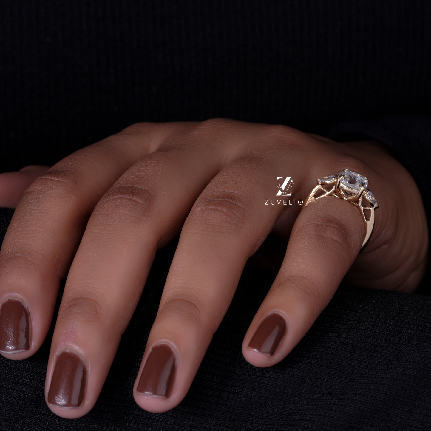 Trilogy Cushion Moissanite Ring