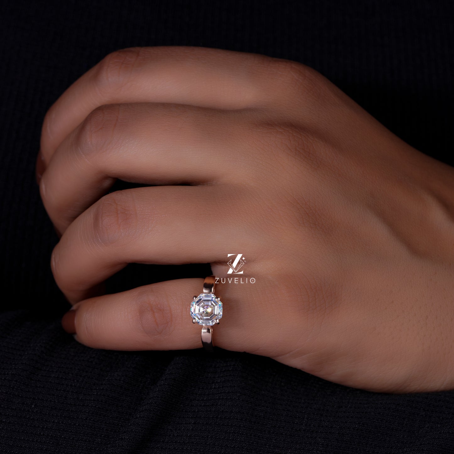 Octagon Moissanite Engagement Ring