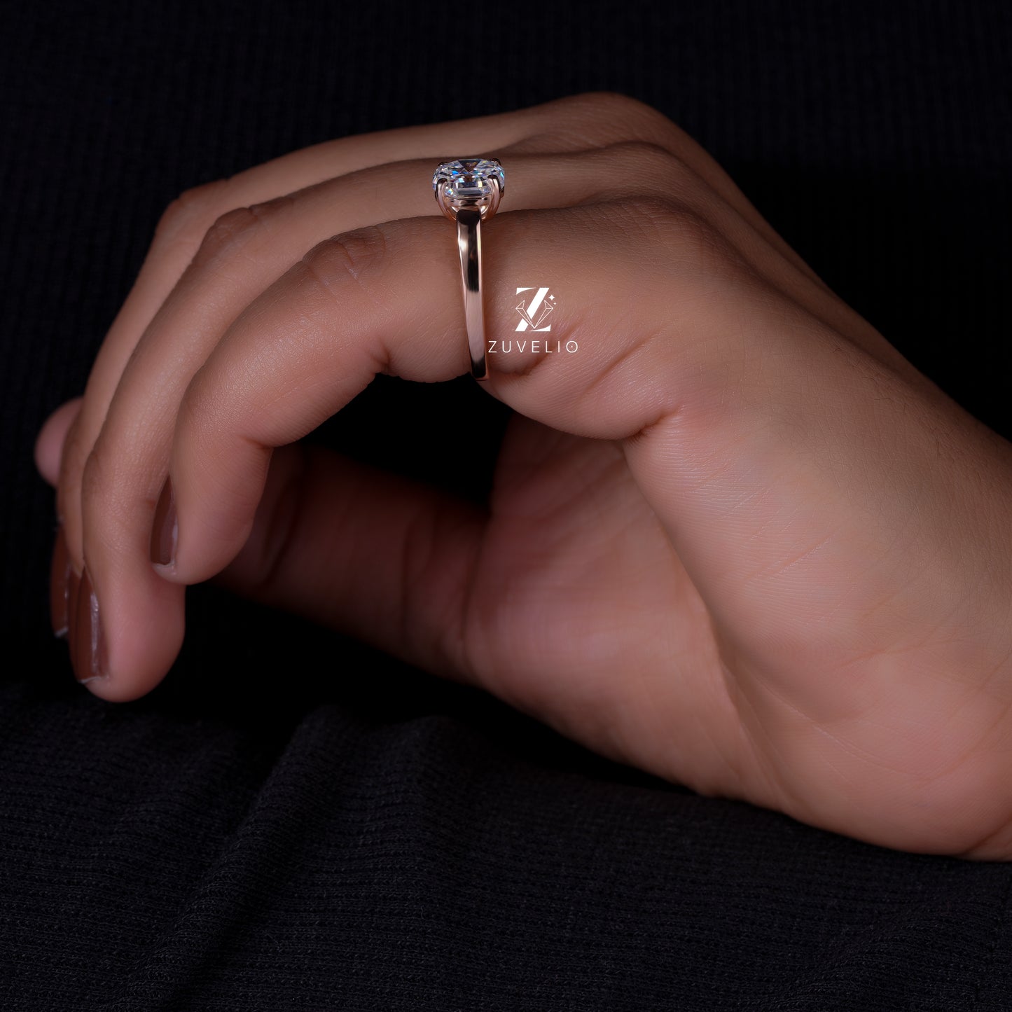 Octagon Moissanite Engagement Ring