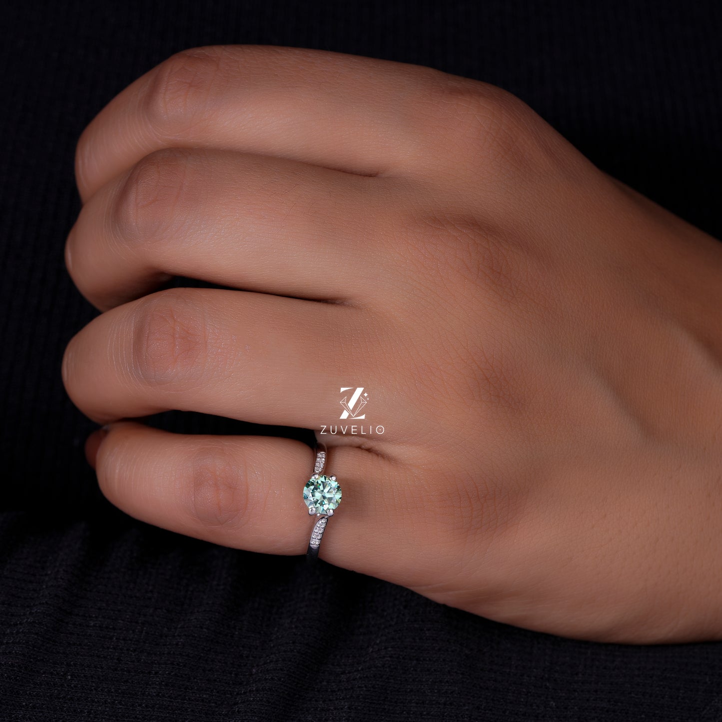 Light Green Moissanite Ring