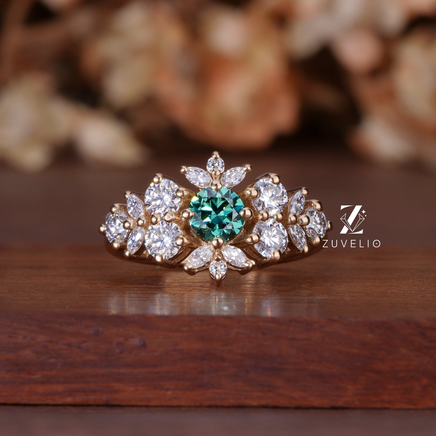 Round Moissanite Cluster Ring