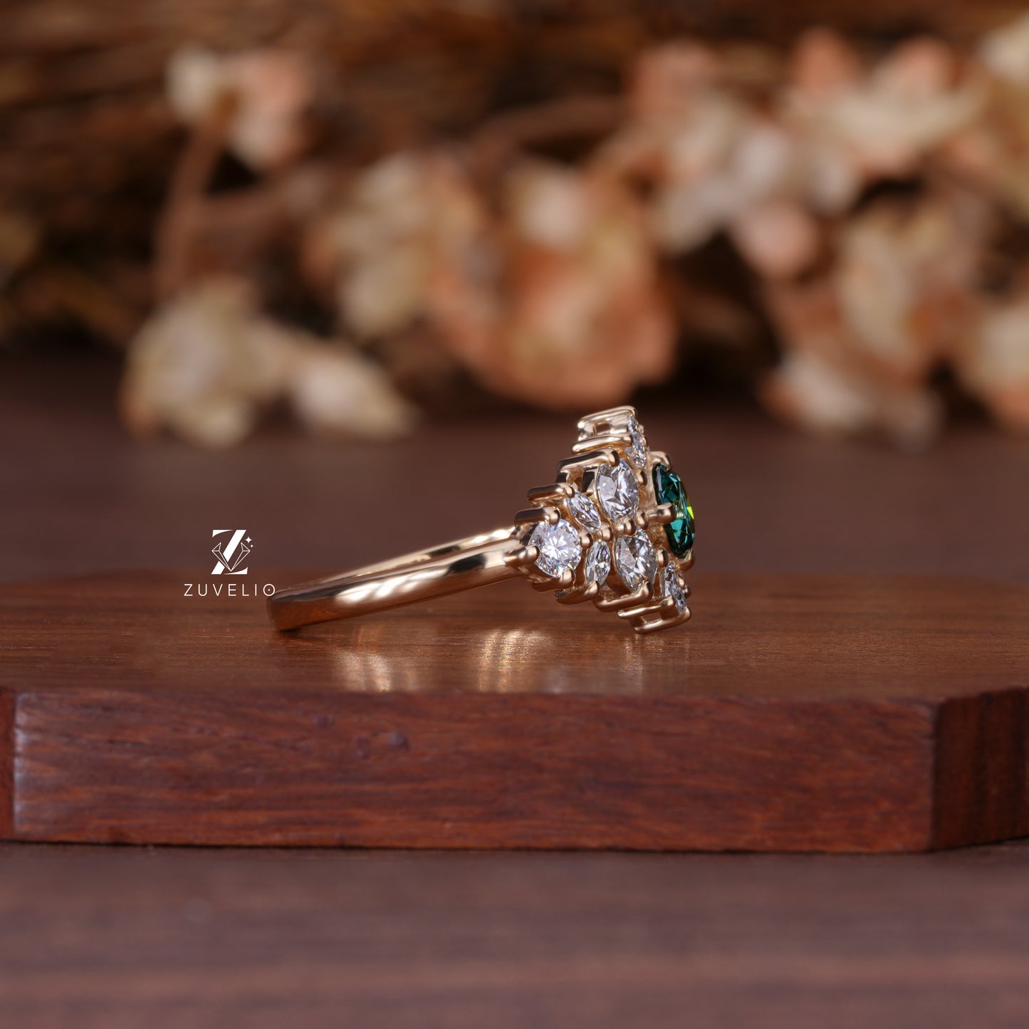 Round Moissanite Cluster Ring