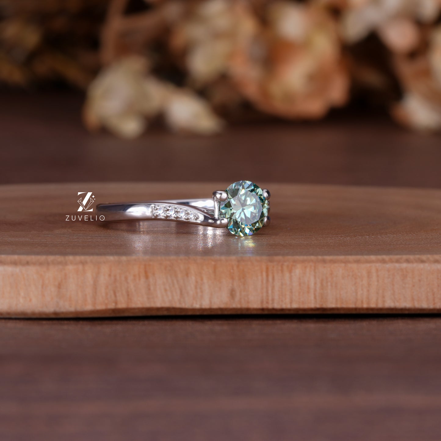 Light Green Moissanite Ring