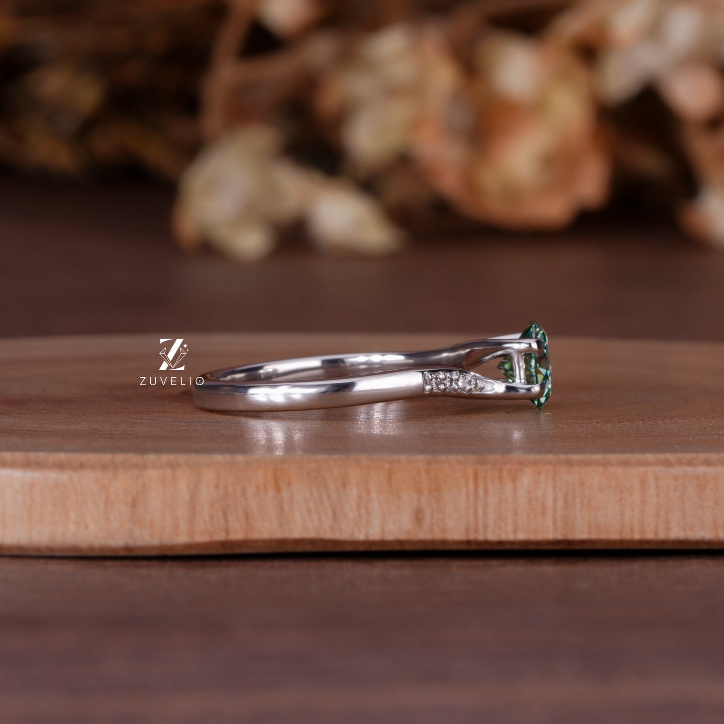 Light Green Moissanite Ring