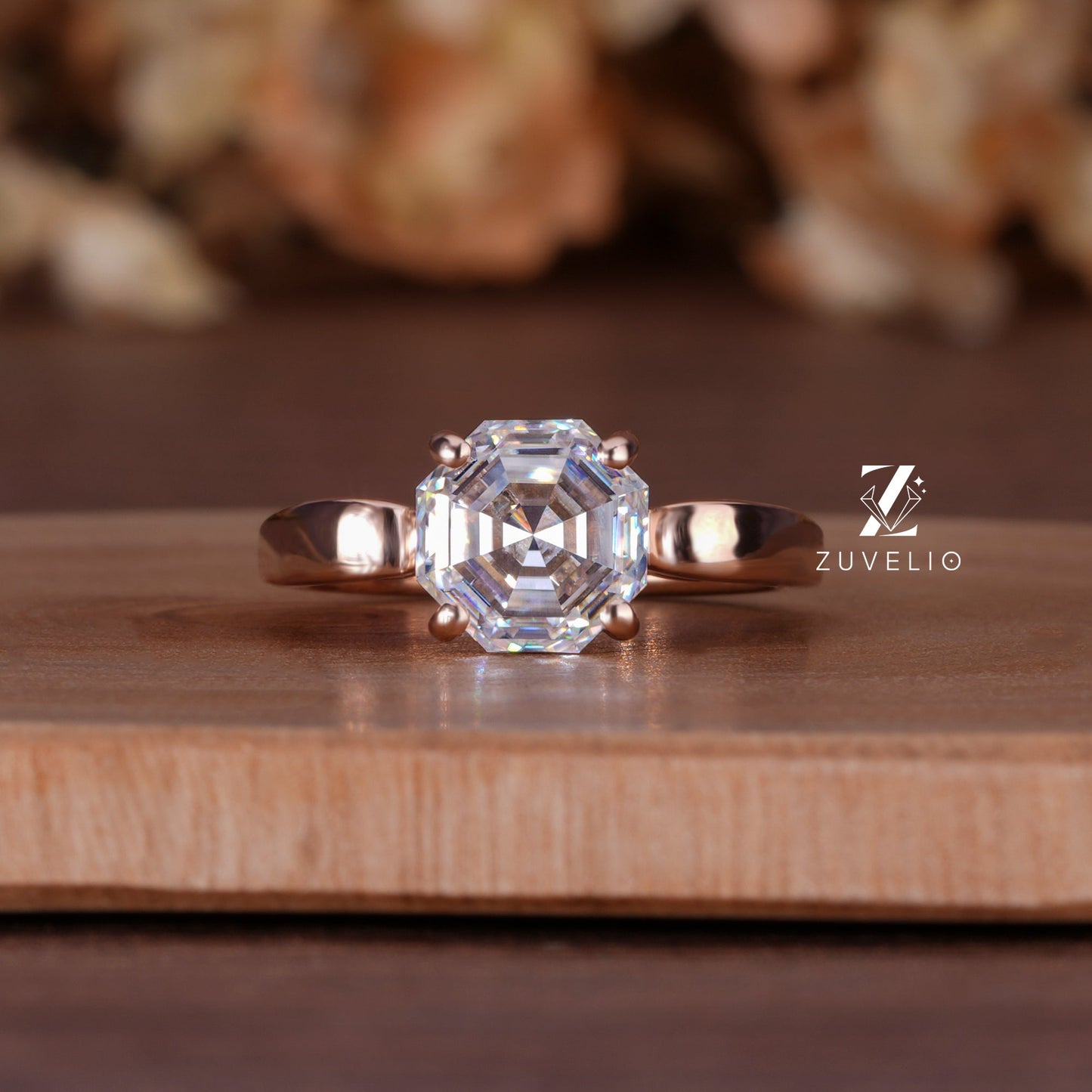 Octagon Moissanite Engagement Ring