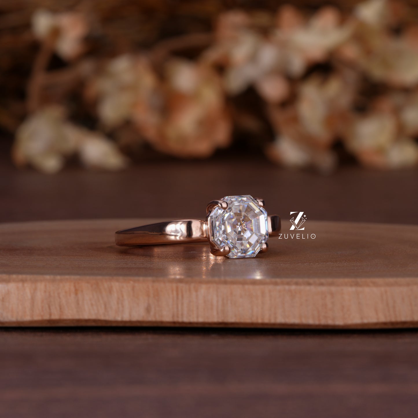 Octagon Moissanite Engagement Ring
