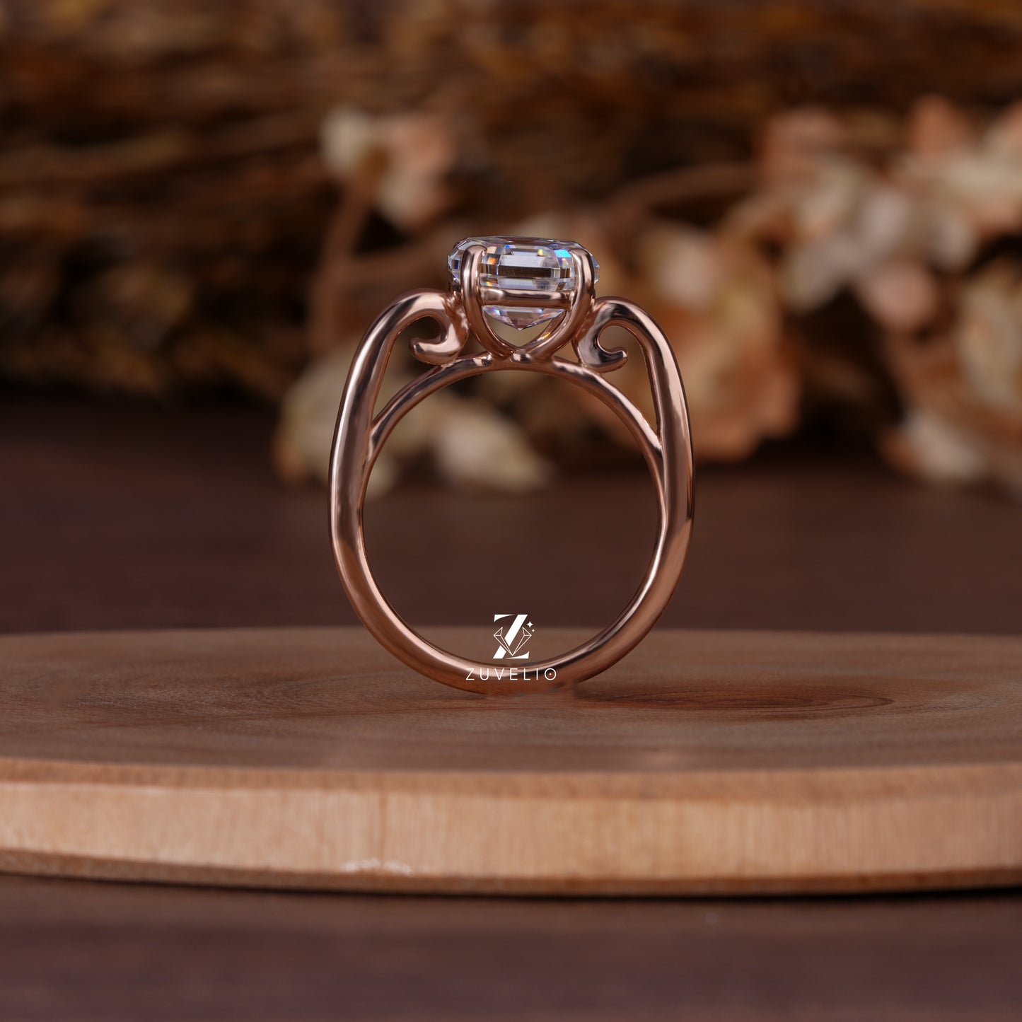 Octagon Moissanite Engagement Ring