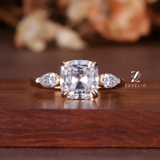 Trilogy Cushion Moissanite Ring