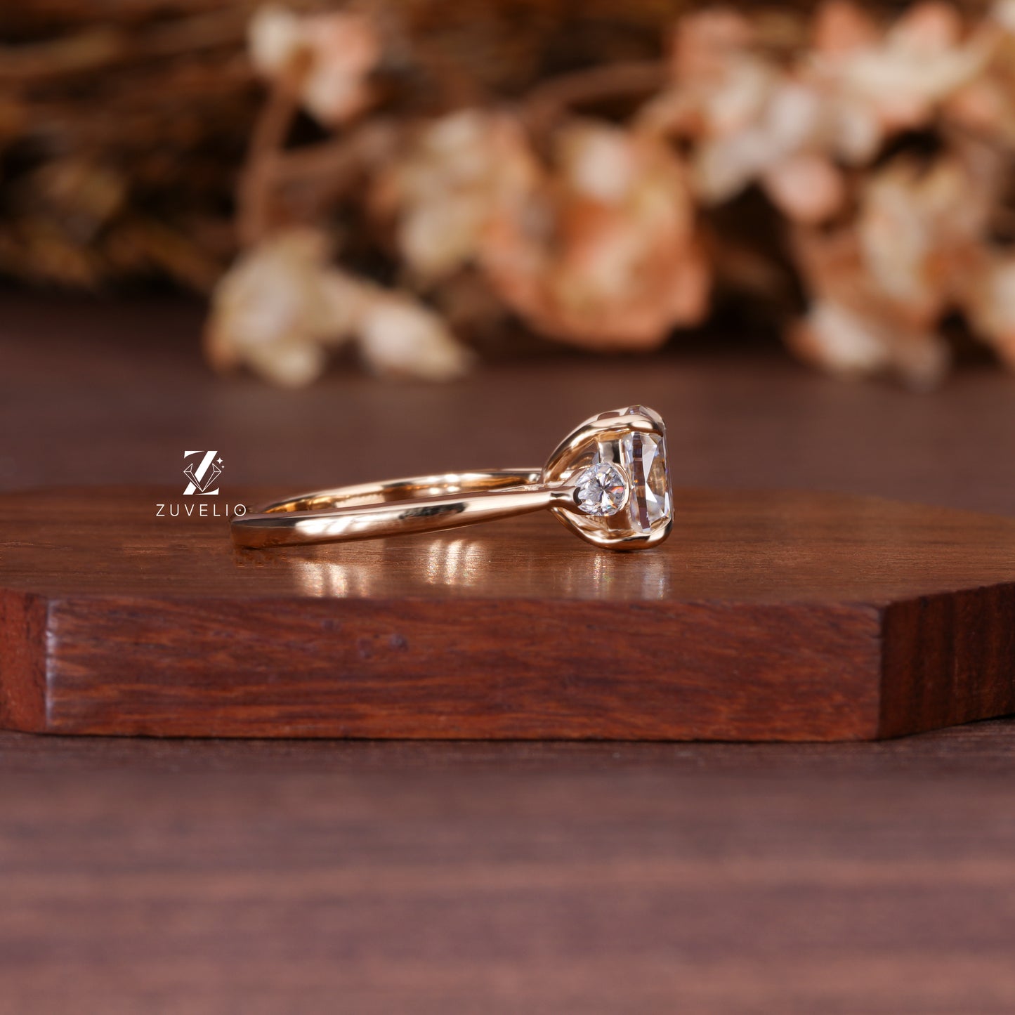 Trilogy Cushion Moissanite Ring