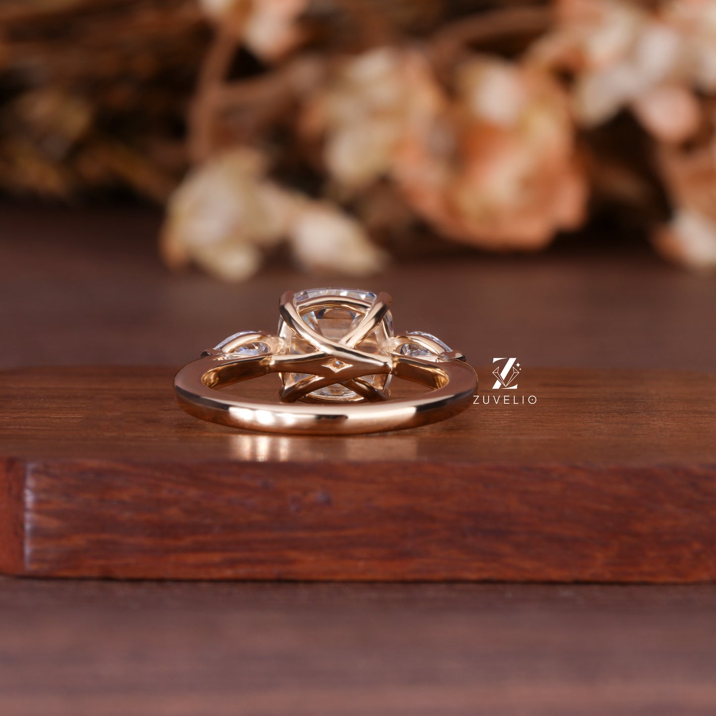 Trilogy Cushion Moissanite Ring