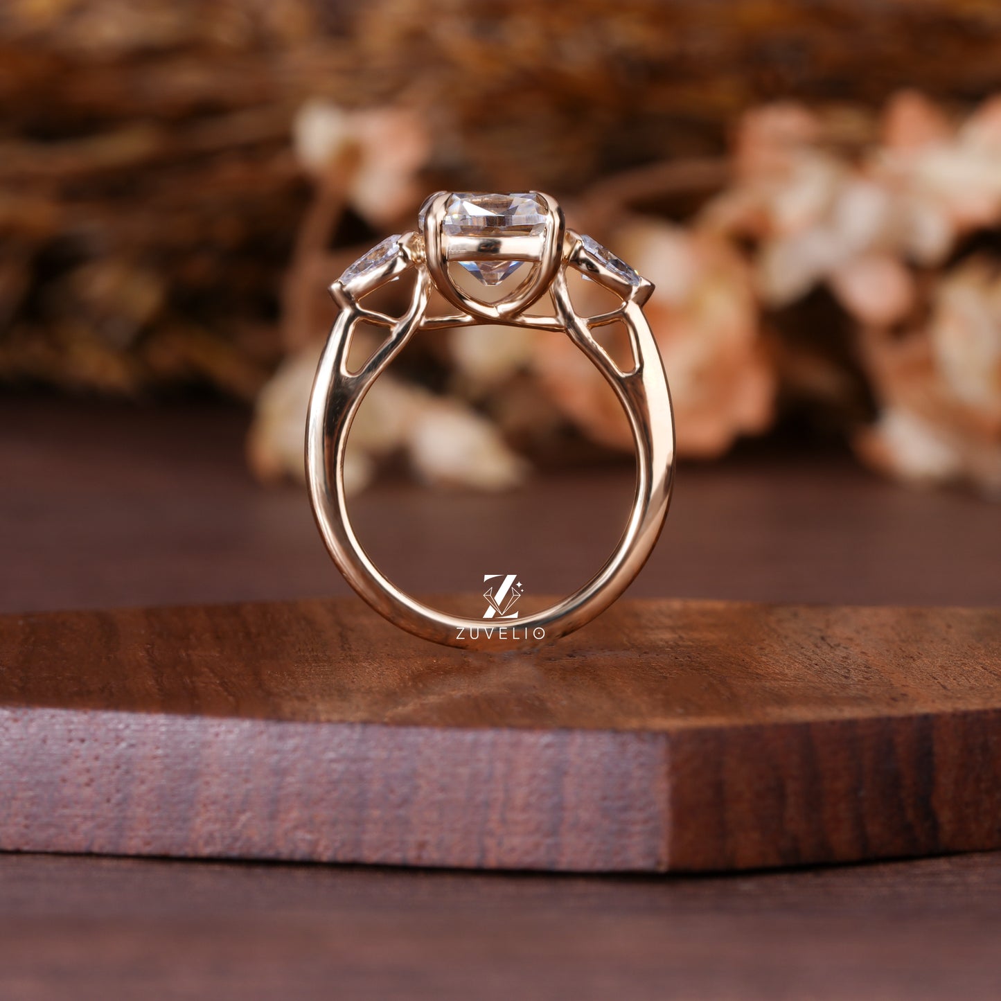 Trilogy Cushion Moissanite Ring