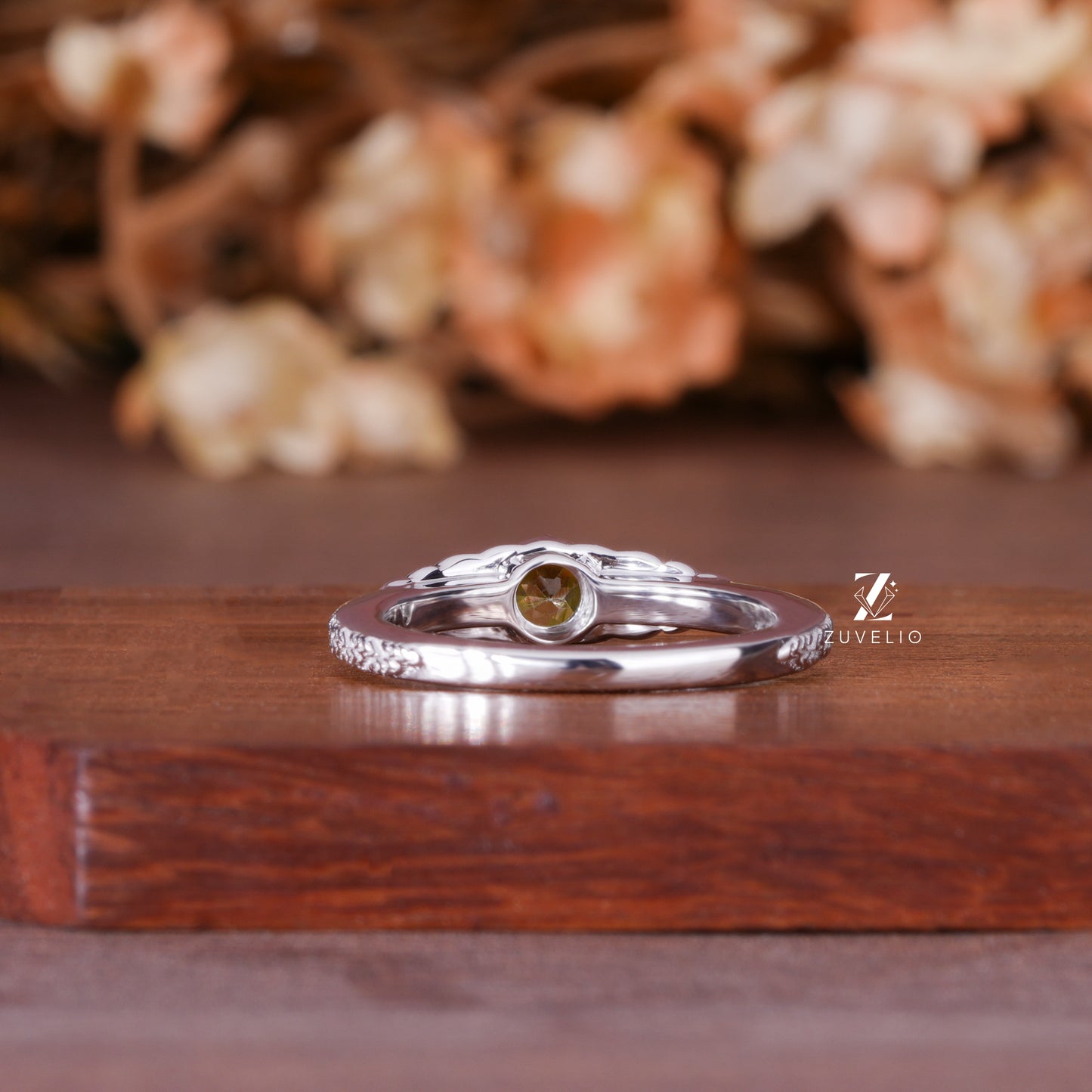 Round Peridot Moissanite Ring